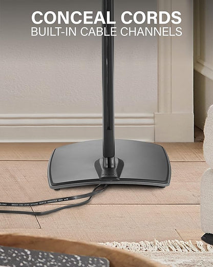 SANUS Adjustable Height Wireless Speaker Stands Designed for Sonos One, One SL, and Play:1 - Tool-Free Adjustment up to 16" and Built-in Cable Management - Black/Single