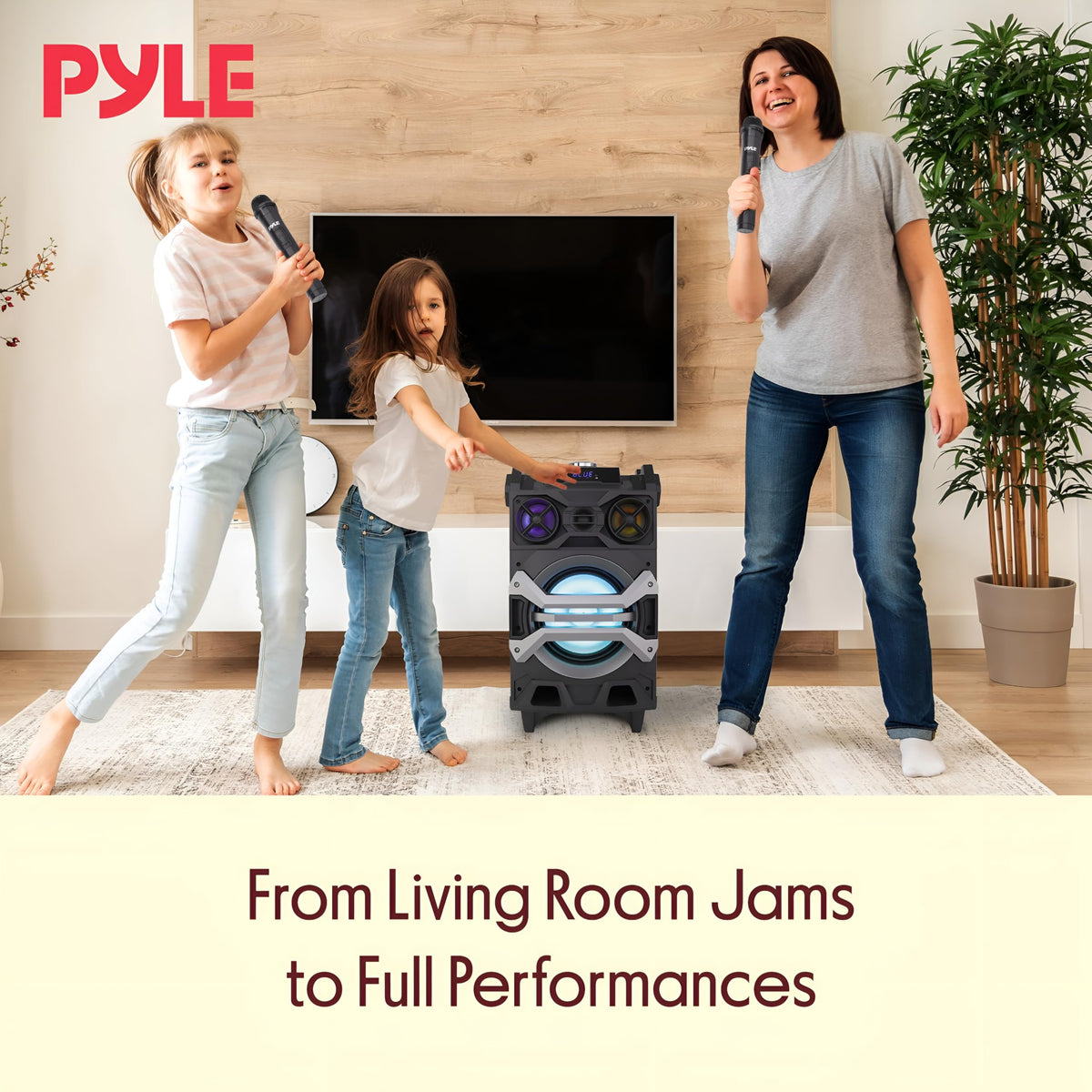 Pyle 500 Watt Portable BT Connectivity Karaoke Speaker System - PA Stereo with 8" Subwoofer, DJ Lights Rechargeable Battery Microphone, Recording Ability, MP3/USB/SD/FM Radio - PWMA325BT