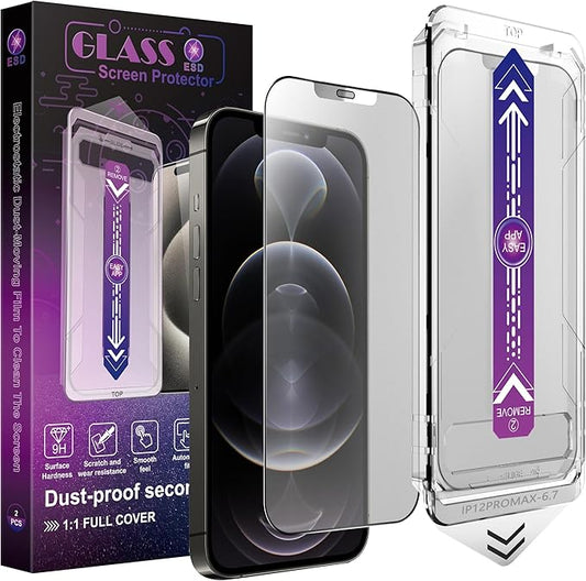 CHRYSHA 2-Pack Matte Screen Protector for iPhone 12 Pro Max 6.7-Inch, Auto Dust Removal, No Bubbles, High Definition Clear, Easy Installation