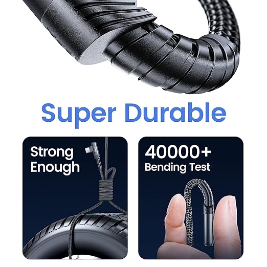USB to USB C Cable [6.6ft, 2Pack ] USB A to Type C Right Angle Charger Cord 90 Degree Braided Fast Charging for iPhone 16/15/15 Plus/15 Pro/15 Pro Max/Samsung Galaxy S10 S10+, A15 A25, LG V30, Switch