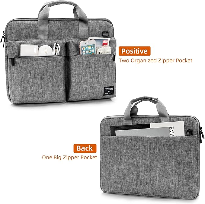 KINGSLONG Slim 17.3 inch Laptop Bag Sleeve Carrying Case with Shoulder Strap, Notebook Ultrabooks Computer Handbag Cover for Men Women Fit for Acer Asus Lenovo HP Toshiba Grey