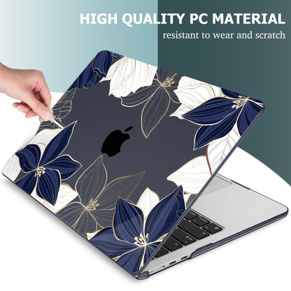 Mektron for 2026 MacBook Air 13-inch M5 Laptop Case A3449 with 13.6-inch Liquid Retina Display Fits 2025 A3240 M4 2024 A3113 M3 2023 A2681 M2 Printed Hard Shell for MacBook Air 13.6", Gold line Lily