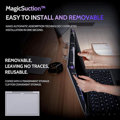 Peslv Privacy Screen for 15 Inch Surface Laptop 6/5/4/3/2/1, MagicSuction™ Removable Anti Spy Black Protector, Glare Blue Light Filter for Microsoft Laptop Computer Monitor