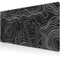 Mouse Pad, Large Mountain Topographic Terrain Map Desk Mat, Extended Non-Slip Gaming Keyboard Mousepad Desk Pad, Thick Stitched Edges Waterproof Mouse Mat 31.5"x15.7" (White Topographic Line Art)