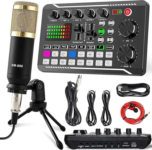 F998 Podcast Equipment Bundle, SINWE Condenser Microphone with Audio Mixer