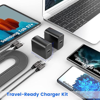 45W Super Fast Charger Type C, [2 Pack] 45 Watt USB-C Charger PD/PPS Wall Charging Block for Samsung Galaxy S25 Ultra/S25+/S25/S24/S23 Ultra/S23+/S22 Ultra/S22+/S20 Ultra, Tab S8(with 2X 10ft Cable)