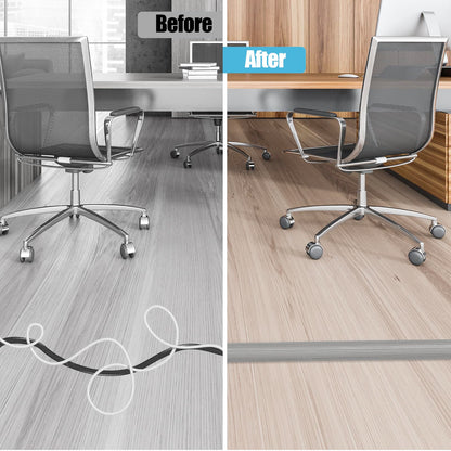 Floor Cord Cover Cavity 0.8"x0.37" Self Adhesive Cord Hider, 10FT Low Profile Cable Management, Extension Strip Protector for Wires, Prevent Cable Trips for Offices, Gyms, Exhibitions (Gray Wood)