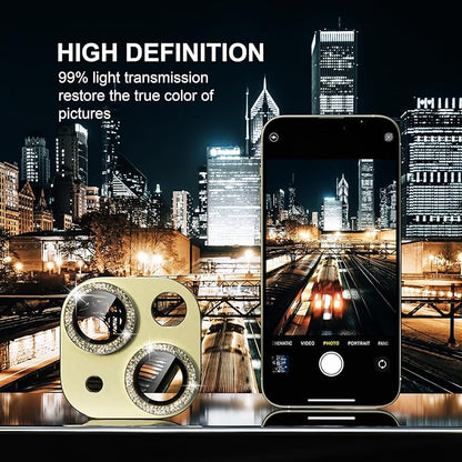 beuxece for iPhone 15/iPhone 15Plus Camera Lens Proprotector, Metal Camera Screen Proprotector Cover Accessories, Case Friendly, HD Tempered Glass,Drop Protection, Easy to Install,Yellow