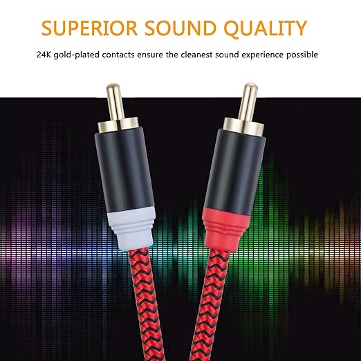 RCA Cable 30Ft,2Rca Male to 2-Rca Male Audio Stereo Subwoofer Cable [Hi-Fi Sound] Nylon-Braided Auxiliary Audio Cord for Home Theater, HDTV, Amplifiers, Hi-Fi Systems,Speakers and etc(30Ft/10M)
