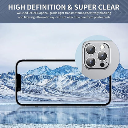 Camera Lens Protector for iPhone 14 Pro/iPhone 14 Pro Max, Alloy Metal Camera Cover with Tempered Glass Screen Protector Accessories,Case Friendly,Scratch Resistant,Easy to Install -Sliver