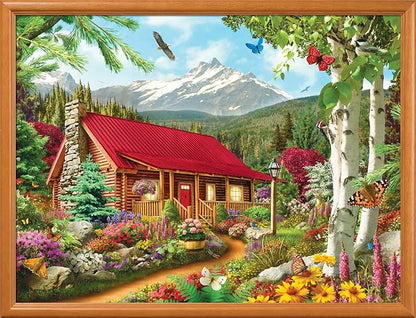 MasterPieces - 300 Piece Jigsaw Puzzle, Large EZ Grip Shapes, Mountain Hideaway, Fun for Adults, Seniors, Family, Kids, Non-Glare Finish, 18"x24"