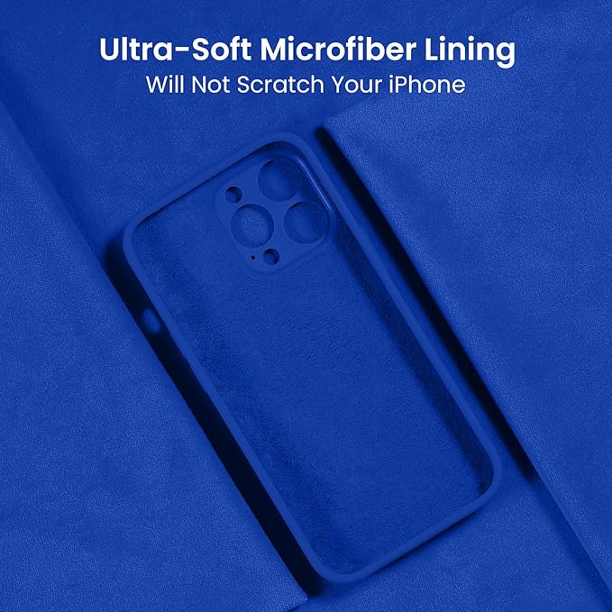 FireNova Designed for iPhone 13 Pro Max Case, Silicone [Camera Protection] Phone Case with [2 Screen Protectors], Soft Anti-Scratch Microfiber Lining Inside, 6.7 inch, Klein Blue