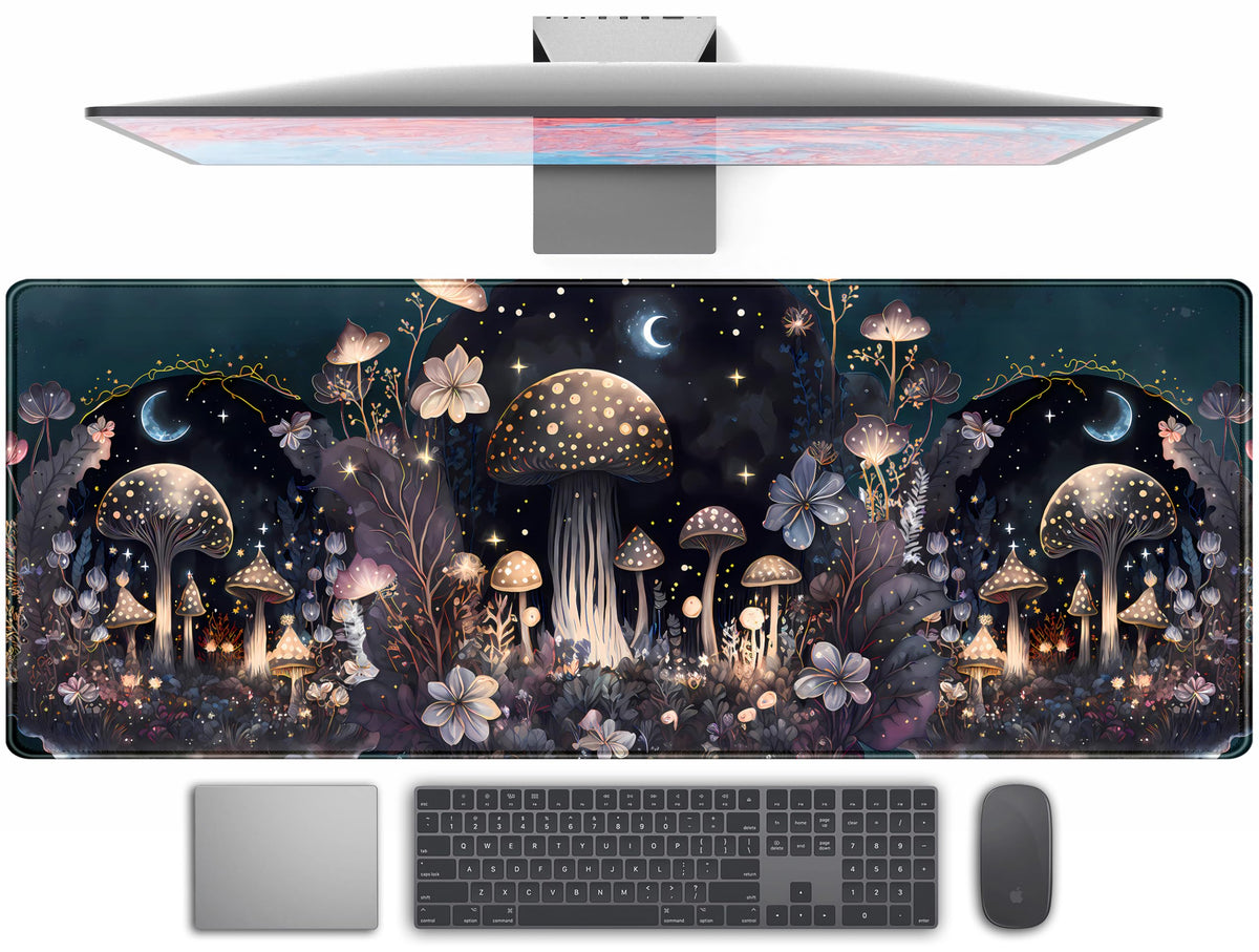 Desk Mat Forest Library Book Mouse Pad Big Desk Pad XXL Extended Gaming Large Mouse Pad for Desk Rubber Base Mousepad with Stitched Edges, Keyboard Mouse Mat for Work Game Office Home 31.5x15.7 in