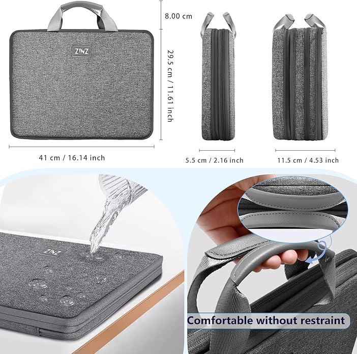ZINZ Laptop Case Computer Sleeve Briefcase with Multi-pockets for 11.6 12.9 13 13.3 14 15 15.6 16 inch Notebooks