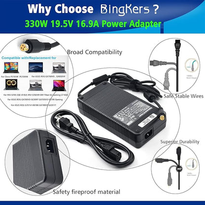 Bingkers. New 330W 19.5V 16.9A Power Adapter Power Supply ADP-330AB B for 330W Clevo P370SM-A, P570WM, MSI GT83VR GT73VR GT80S, Asus ROG GX700VO-GB012T Computer 330w Power Supply 4 Holes
