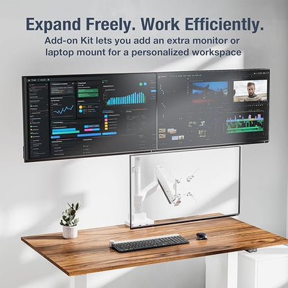 AVLT Single 57 Inch Heavy Duty Monitor Arm Add-On Kit for Pole Top Mount-White, Fits 1.38" Pole, for Super Ultrawide Screen, Supports 59.5lbs (27kg), VESA Compatible, Workspace Upgrade Extension Arm