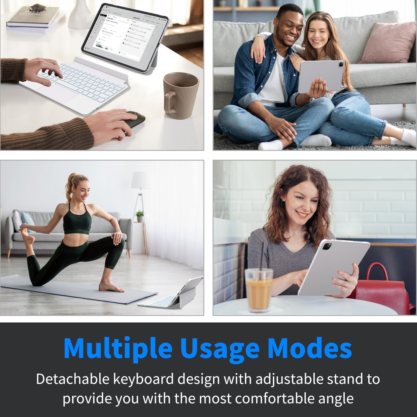Otuoor iPad Pro 13 Inch Case 2024 with Keyboard, Magnetic Detachable Keyboard Case for iPad Pro 13 Inch (M4, 2024) with 7 Colors Backlight, Multi-Touch Trackpad, Portrait/Landscape Mode (White)