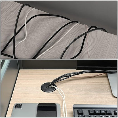 HYCC 10 Pack 2-3/8 Inch Flexible Desk Grommet,Organize Wires and Cables on Office Equipment, Computer Components, Entertainment Systems Effectively - Color: Black
