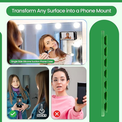 SUCKY Silicone Suction Phone Case Adhesive Mount - Anti-Slip Holder, Hands-Free Fidget Toy, Phone Accessory for iPhone and Android - Sticky Grip for Selfies, Videos, and Tiktok - Pine Green