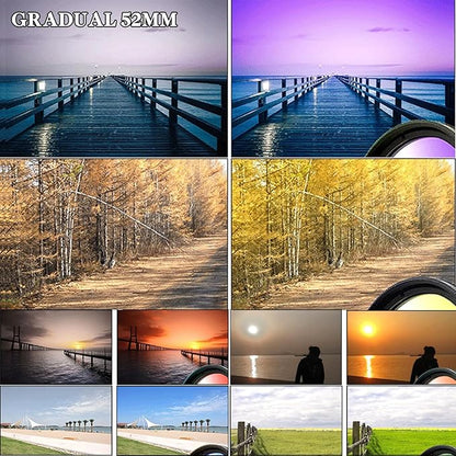 10 in 1 Cell Phone Camera Lens Kit, 52MM Clip-On CPL Phone Camera Lens Filter Kit Including 10x Macro, CPL Polarizer, 7 Colour Filters Compatible with iPhone and Other Phones