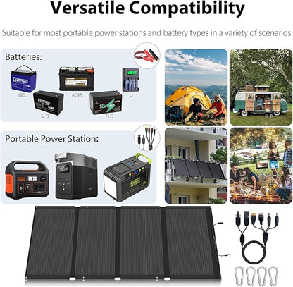 400W 42V ETFE Portable Solar Panel, IP68 Waterproof Foldable 24% High Conversion, Ultra-Light Solar Charger for Power Station RV Camping Off Grid