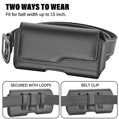 NUVAVO Holster Case for iPhone 15 Plus&15Pro Max, 14 Plus&14Pro Max, 13/12/11 Pro Max, Samsung Galaxy S24+ S23+ S22+ S21+ Plus Series, Phone Holder with Belt Clip (Fits Otterbox Commuter Case on)Black