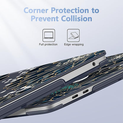 Case for MacBook Pro 13 inch with/Without Touch Bar (2016-2022, M2 A2338 M1 A2289 A2251 A2159 A1989 A1706 A1708), Hard Shell + Keyboard Cover + Dust Plug, Luxury Floral