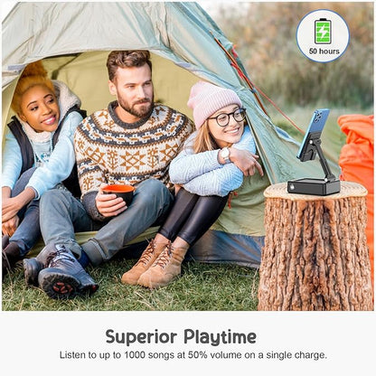 TechGlow Foldable Cellphone Stand with Bluetooth Speaker and Power Bank Birthday Gifts for Men Women Mother Father Boy Girl Teens Cool Tech Gadgets