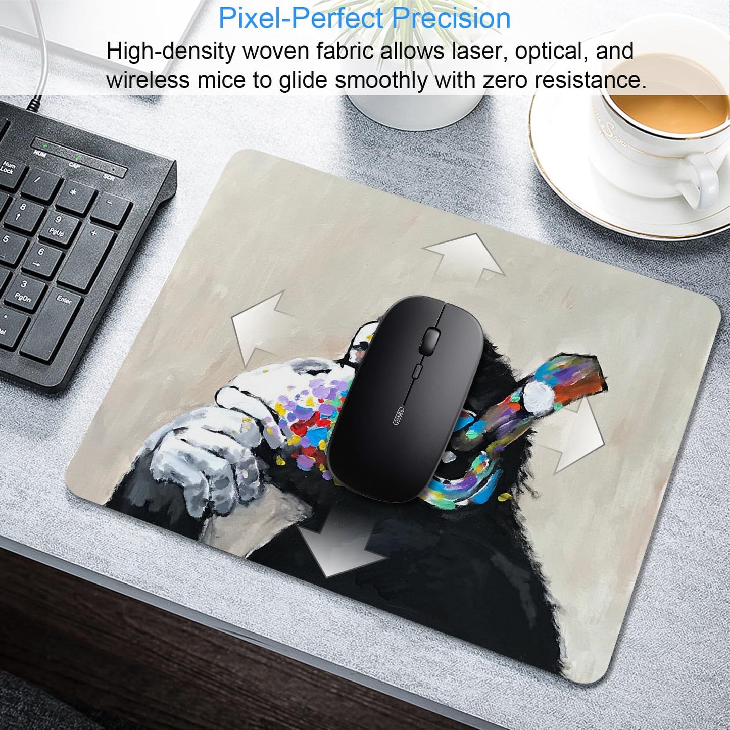 SHALYSONG Gorilla Oil Painting Mouse Pad, Non-Slip Small Computer Mousepad