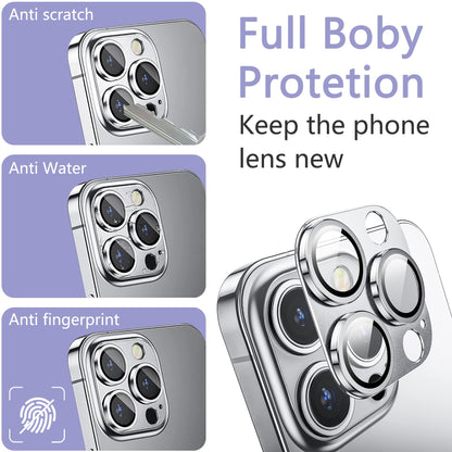 SHANG PIN JIA 2 Pack Camera Lens Protector for iPhone 15 Pro/15 Pro Max,[Not Easy to Breakn ] AR Tempered Glass Strong Adsorption Metal Camera Cover Screen-Silvery