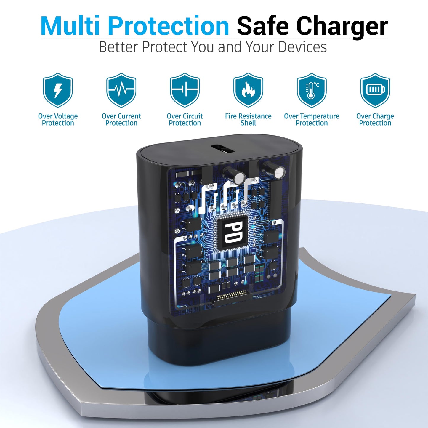 TT&C 30W USB C Fast Charger with 10FT & 6.6FT Cables for iPhone 17, 16, 15