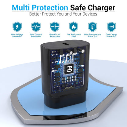 TT&C 30W USB C Fast Charger with 10FT & 6.6FT Cables for iPhone 17, 16, 15