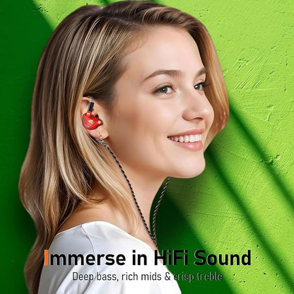 Vibes 202MC USB-C Wired Earbuds - HiFi in Ear Headphones - USBC for iPhone 16/15 - Noise-Isolating Ear Buds w/ Mic - Clear Sound, Deep Bass & Comfort-Fit Earphones - Silver Plated Cord, Carrying Case