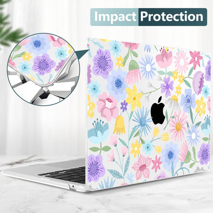 TWOLSKOO for MacBook Air 13 inch Case M5 2026 M4 2025 M3 M2 2024-2022 A3449 A3240 A3113 A2681, Plastic Hard Shell & Keyboard Cover & Type C for MacBook Air 13.6 inch Case, Spring Blooms