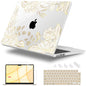 Lepeoac Case for 2026/2025/2024/2023 MacBook Air 15-inch Laptop Release M5 A3448 /M4 A3241 /M3 A3114 /M2 A2941, Stylish Protective Hard Shell Cover for MacBook Air 15.3 inch - Gold Rose Flowers