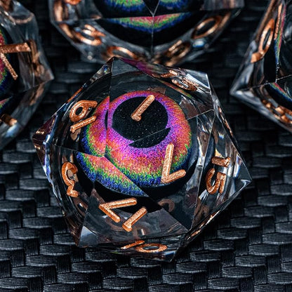 ARUOHHA DND Dragon Eye Dice Liquid Core Resin Sharp Edged Dice Set with Gift Box, RPG Role Playing Game Polyhedral Handmade D and D Dice D20 D12 D10 D8 D6 D4