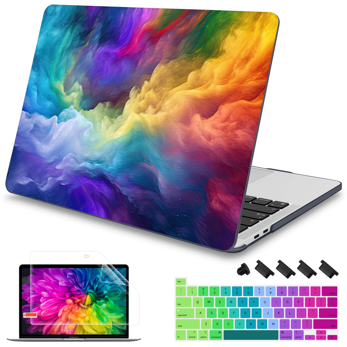 Mektron Designed Case for MacBook Pro 16 Inch A2141 Cover 2019 Release 16" with Liquid Retina Display/Touch ID, Plastic Hard Shell with Keyboard Skin & Screen Protector, Butterfly Flower C077