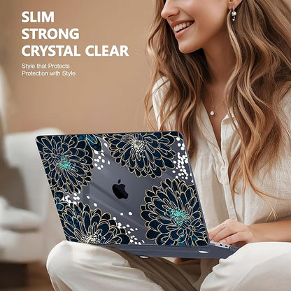 Case for MacBook Pro 13 inch with/Without Touch Bar (2016-2022, M2 A2338 M1 A2289 A2251 A2159 A1989 A1706 A1708), Hard Shell + Keyboard Cover + Dust Plug, Luxury Floral
