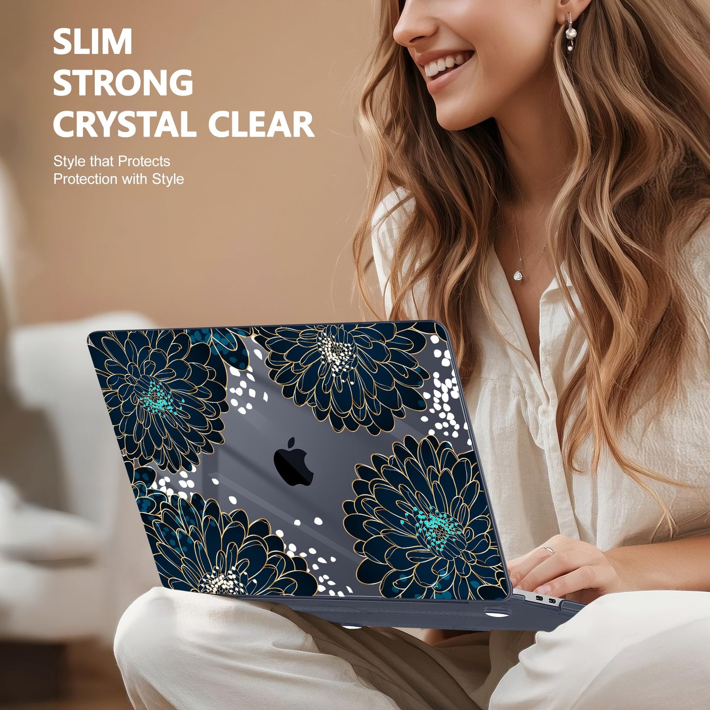 Lepeoac Case for MacBook Pro 13 inch Case M2 2022-2016 A2338 M1 A2251 A2289 A2159 A1989 A1708 A1706, Plastic Hard Shell + Keyboard Cover + Dust Plug, Luxury Floral