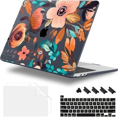 for MacBook Pro 16 inch Case 2019 2020 Release Model A2141, Plastic Hard Shell Cover with Keyboard Cover for MacBook Pro 16 inch with Touch Bar & Touch ID, Florals Pattern