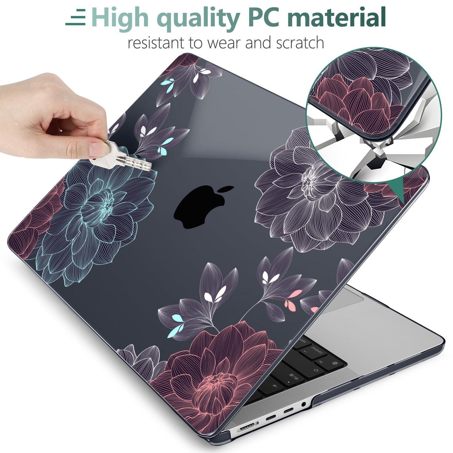 DONGKE Compatible with MacBook Pro 16 Inch Case (2026-2021 Release, M5 M4 M3 M2 M1 Pro/Max Chip), Plastic Hard Shell Cover with Keyboard Cover & Screen Protector for MacBook Pro 16", Dahlia Flowers