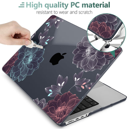 DONGKE Compatible with MacBook Pro 16 Inch Case (2026-2021 Release, M5 M4 M3 M2 M1 Pro/Max Chip), Plastic Hard Shell Cover with Keyboard Cover & Screen Protector for MacBook Pro 16", Dahlia Flowers