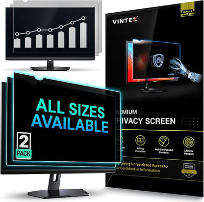 VINTEZ [2 Pack] 21.5 Inch 16:9 Privacy Screen for Computer Monitor and Laptop - Anti Glare Protector Film Blue Light Filter Eye Protection - Computer Screen Privacy Shield