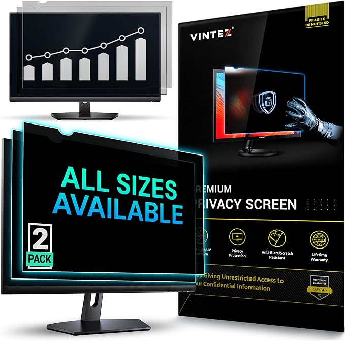 VINTEZ [2 Pack] 23.6 Inch 16:9 Privacy Screen for Computer Monitor and Laptop - Anti Glare Protector Film Blue Light Filter Eye Protection - Computer Screen Privacy Shield