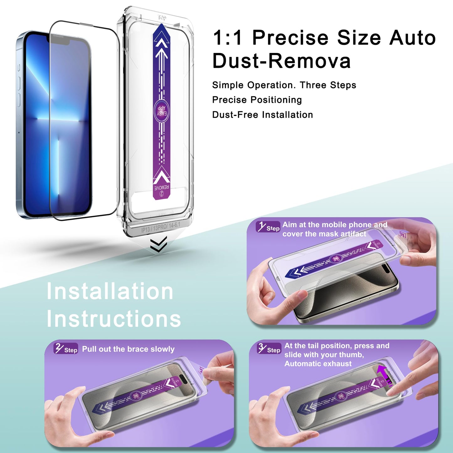2 Pack Screen Protector Tempered Glass for iPhone 16e /14 /13/13 Pro