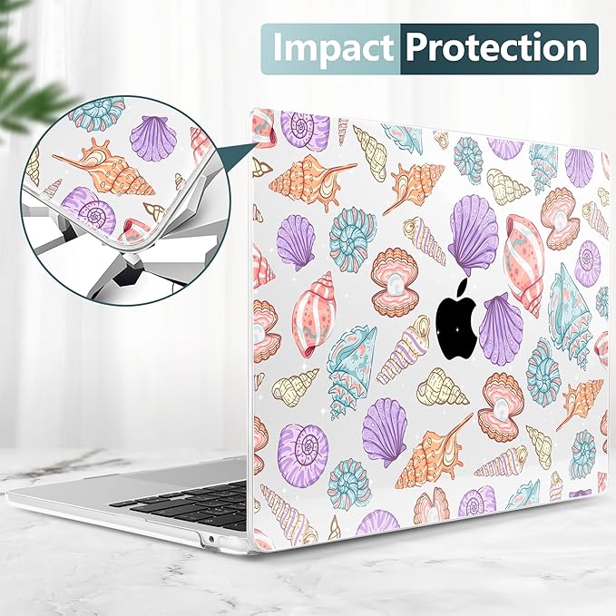 TWOLSKOO Compatible with M4 MacBook Air 13.6 inch Case 2025-2022 Release M4 A3240 M3 A3113 M2 A2681, Plastic Hard Shell & Keyboard Cover & Type C Adapter & Screen Protector, Colorful Shells