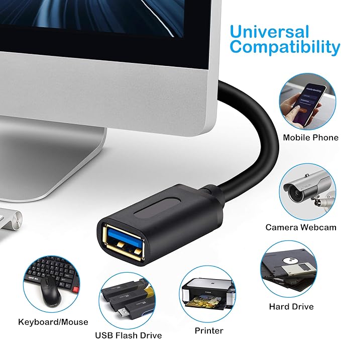 Tan QY USB 3.0 Extension Cable 1ft-2Pack, USB 3.0 High Speed Extender Cord Type A Male to Female for PlayStation, USB Flash Drive, Hard Drive, Card Reader,Scanner,Printer,Keyboard (1Ft-2Pack)