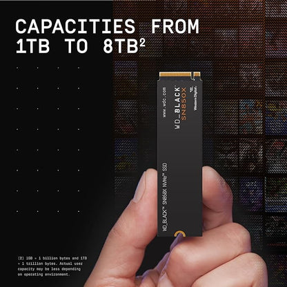 WD_BLACK SN850X 1TB NVMe SSD - M.2 2280, Up to 7,300 MB/s Read speeds, Up to 6,300 MB/s write speeds, Gaming Expansion, High Performance Internal Solid State Drive - WDS100T2X0E