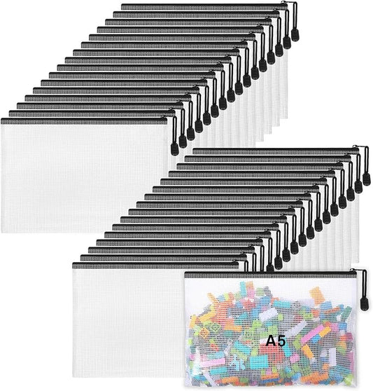 Jetec 32 Pcs Mesh Zipper Bags Bikini Organizer,Black,9 x 7 Inch