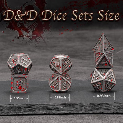 D&D Dice,DND Dice Set for Dungeons and Dragons,D20 Metal Dice for Gaming Dice Set or RPG Role Playing MTG Tabletop Board Games（SilverBlood）